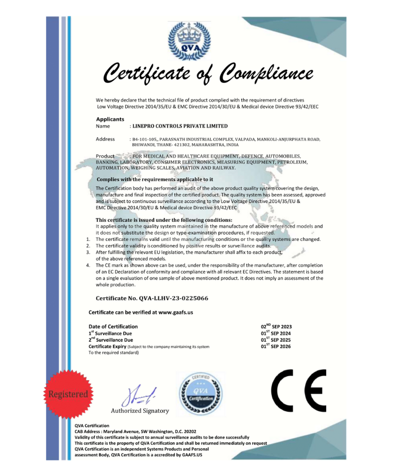 CE certificate for Linepro products